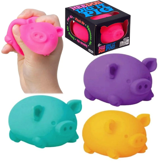 Schylling Nee Doh Dig It Pig...Groovy Glob! Squishy Squeezy Stretchy Stress Fidget Balls Gift Set Party Bundle - 3 Pack (Assorted)